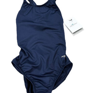 NWT Navy Dolfin Women's Basic Solid Performance Back One Piece size XXS